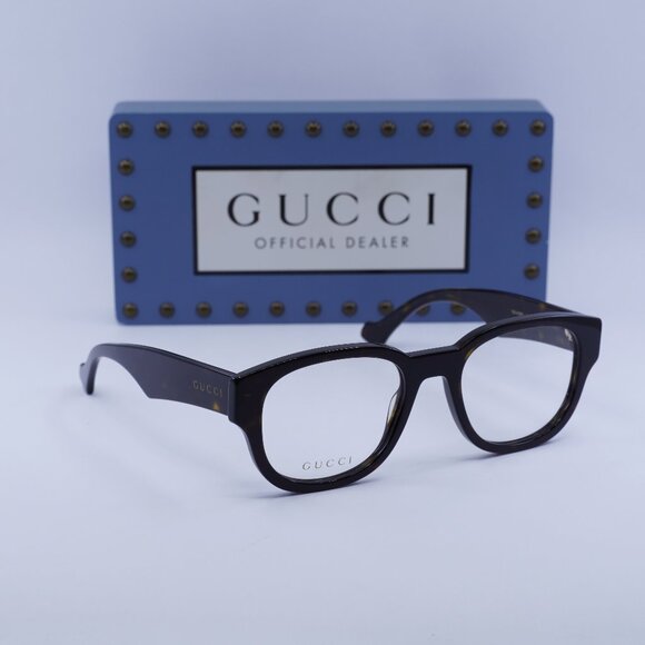Gucci GG1429O 002 Square Eyeglasses 54mm - Dark Havana - Picture 1 of 12